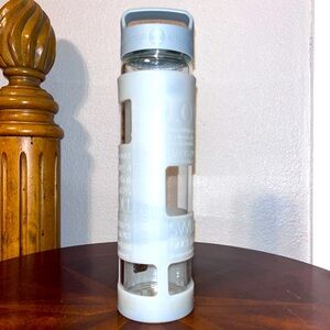 Lululemon 2012 Pure Balance Water Bottle. Glass with silicone cover. Fossil gray